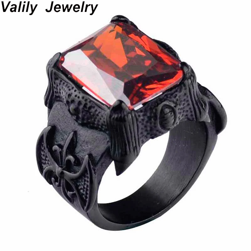 Мужское Винтажное кольцо с фианитом из нержавеющей стали|stone ring|ring forrings for men |