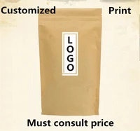 free shipping 500pcslot customized print logo kraftwhite paper ziplock bag food cookie packaging bag