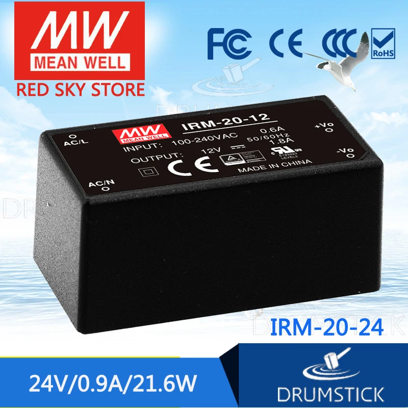 MEAN WELL IRM 20 24 24V 0.9A meanwell 21 6 W одиночный выход инкапсулированного типа|mean well 24v|24v