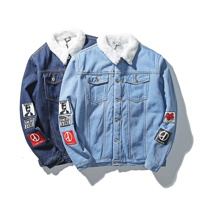 

men winter denim jackets casual winter denim coats(Asian size M-5XL)