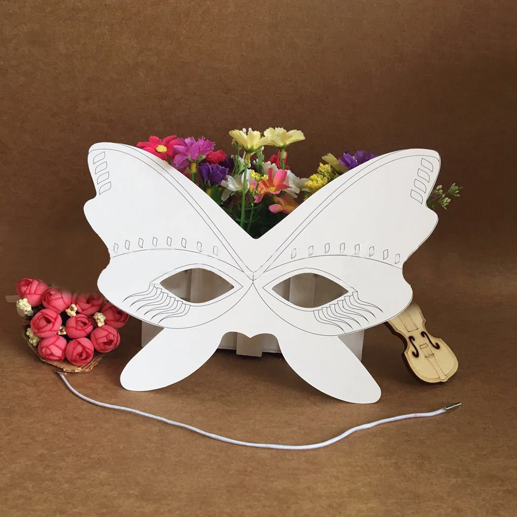 8 шт. вечерние маска Творческий мультфильм Животные DIY пустой живописи белая