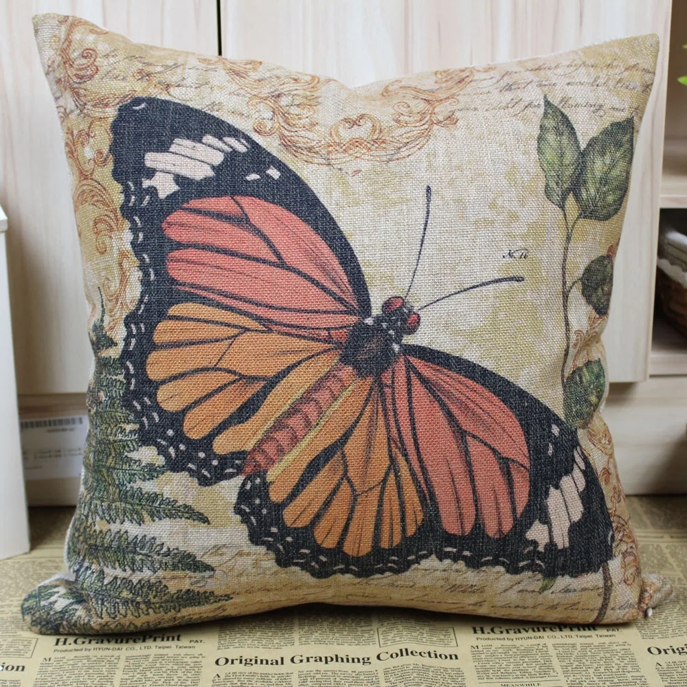 Женский шикарный Винтажный чехол с желтой бабочкой и льняной подушкой|pillow sofa|case