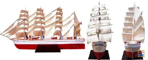 Четырехмачтовая парусная лодка 3D бумажная модель DIY обучающая ручная игрушка