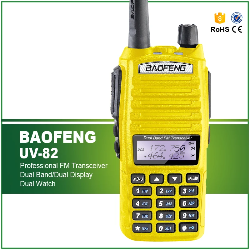 Горячая продажа желтый Baofeng UV 82 5 Вт портативная рация двойная PTT Кнопка Vhf Uhf