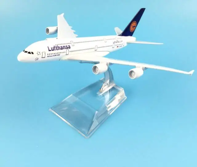 Модель пассажирского самолета A380 Lufthansa модель 16 см из сплава для детей игрушки