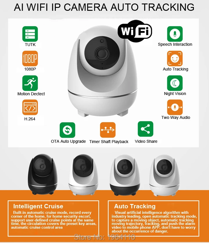 Смарт wifi PTZ HD IP камера с интеллектуальным круизом через 360 градусов режим автоматического отслеживания для движущихся объектов оповещение Push