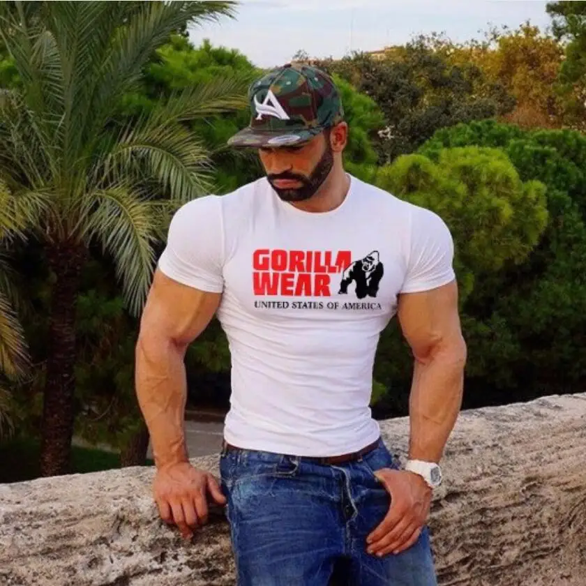 Summer Men's T-shirt animal cartoon printed Hip Hop Fitness Men Shirt Bodybuilding Tee Short Sleeve Muscle Tops Stylish | Мужская