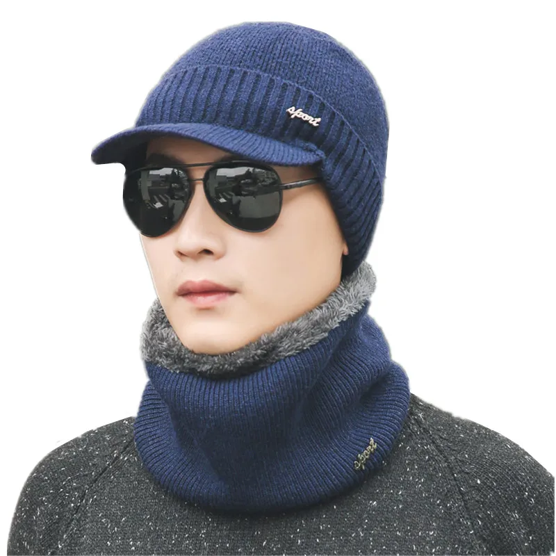 

New Fashion Knitted Scarf Hat Set For Women&Men Thick Warm Winter Plush Hats Beanies Ring Scarf 2 Pieces/Set Winter Accessories