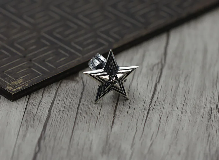 S925 sterling silver men's open ring Personalized fashion style Five-star domineering popular jewelry Send lover's gift | Украшения