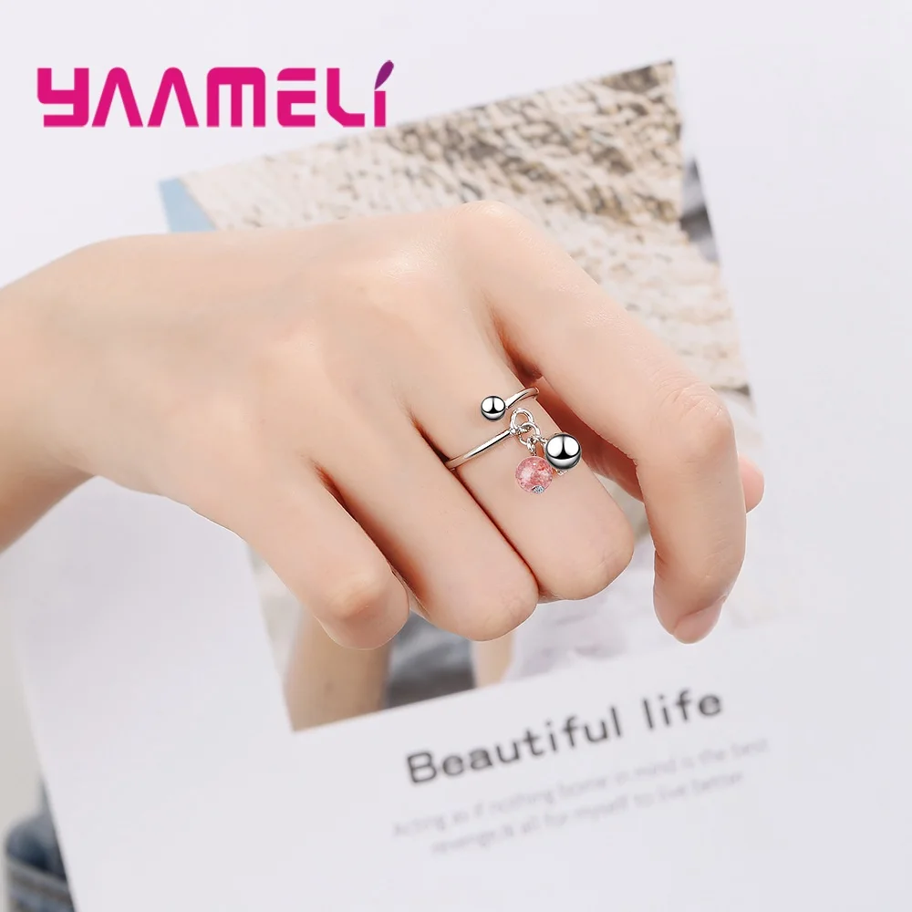 

Latest Round Pink Crystal & Bell Pendant Open Rings For Woman/Lady Wedding/Engagement/Anniversary Jewelry