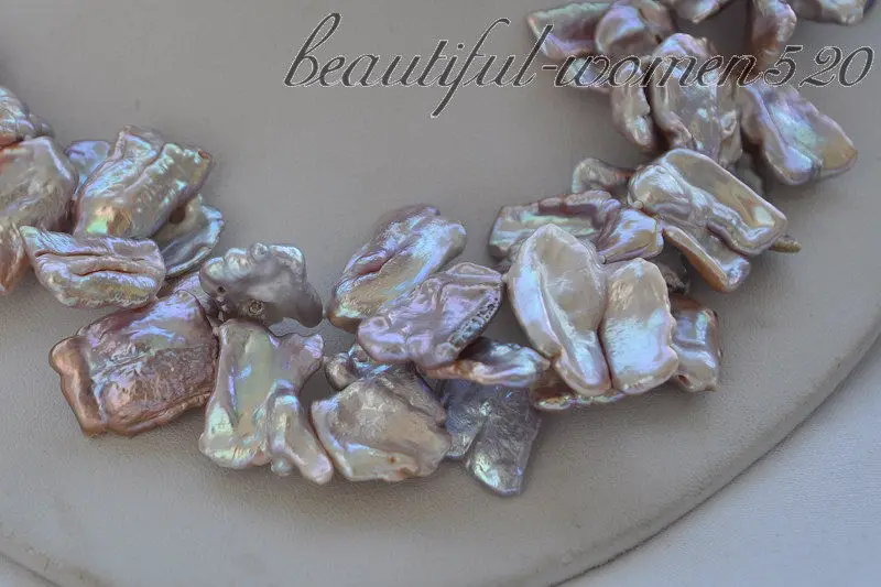 

Z4888 2strands 20mm lavender baroque biwa freshwater pearl necklace 17inch