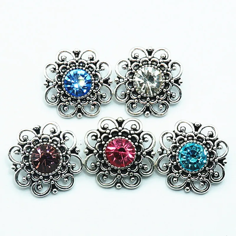 

Модные Красочные пуговицы с цветами из горного хрусталя 18 мм, подходят для браслетов, ювелирные изделия оптом KZ3164