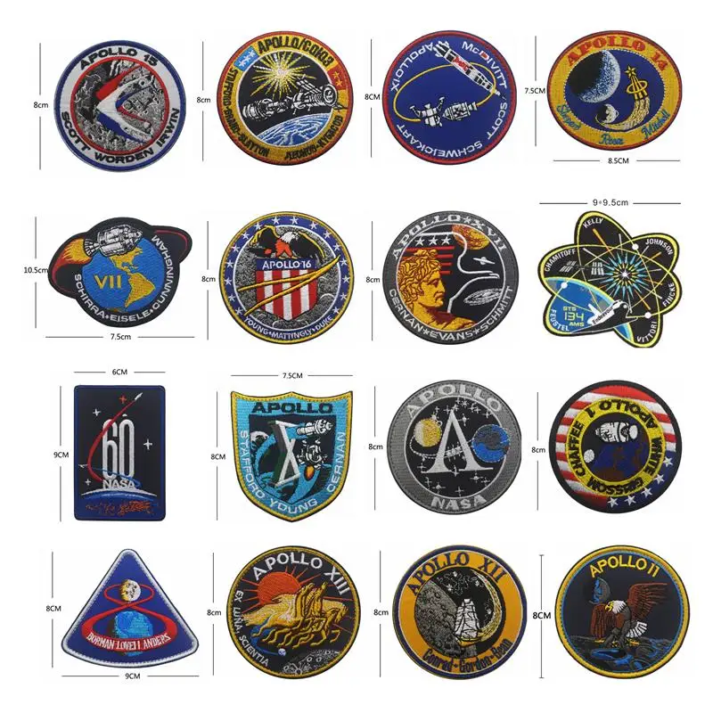APOLLO Missions Вышивка Патчи астронавт космический корабль эмблемы коллаж США тактический боевой патч наружная нарукавная нашивка наклейки