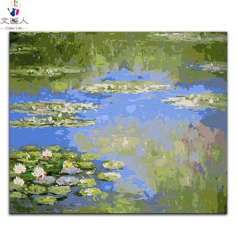 4089 water lily 3 Водяные лилии картины по номерам Клода Мона цифровая Краска Рисование раскраска живопись по номерам с комплектами посылка - Цвет: 4089 water lily 3