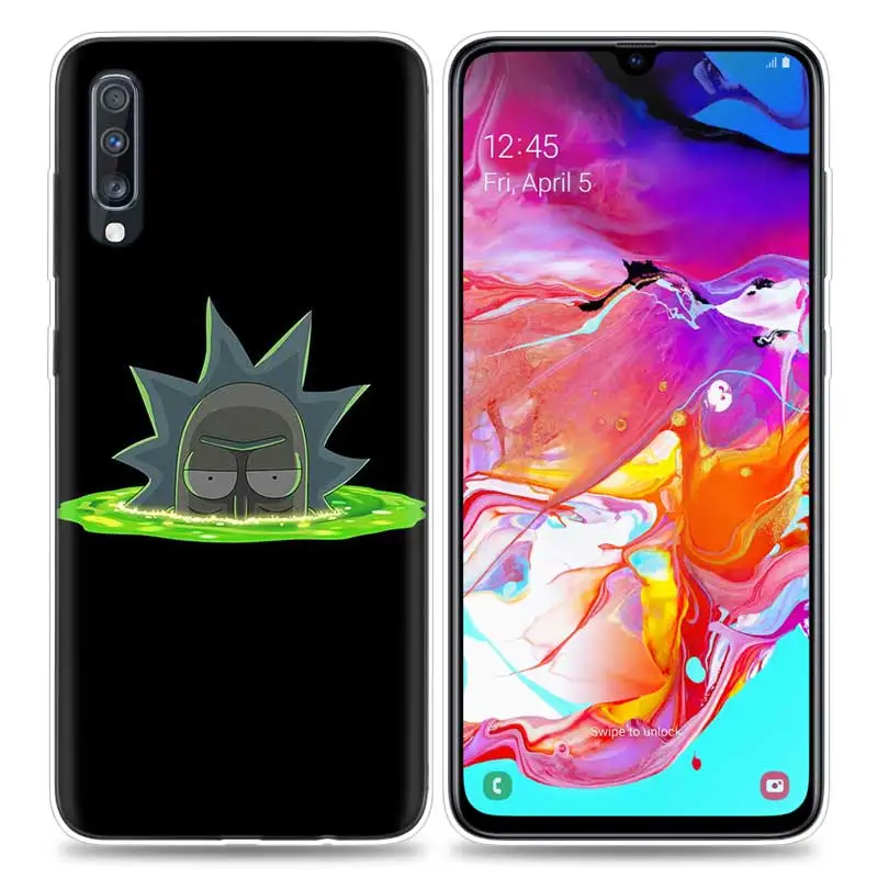 Сумки чехол для samsung мобильного телефона галактики A50 A70 A30 A20 J4 J6 J8 A6 A8 M30 A7 плюс Note 8 9 Рик и Морти черного цвета с рисунком из мультфильма