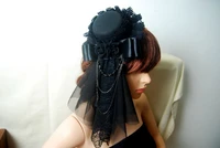steampunk mini top hat fascinator veil rose chains burlesque victorian hats handmade party headdress accessories