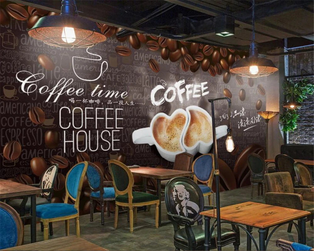 Обои Beibehang в европейском стиле деревянные кофейные зерна ручной работы кофейня