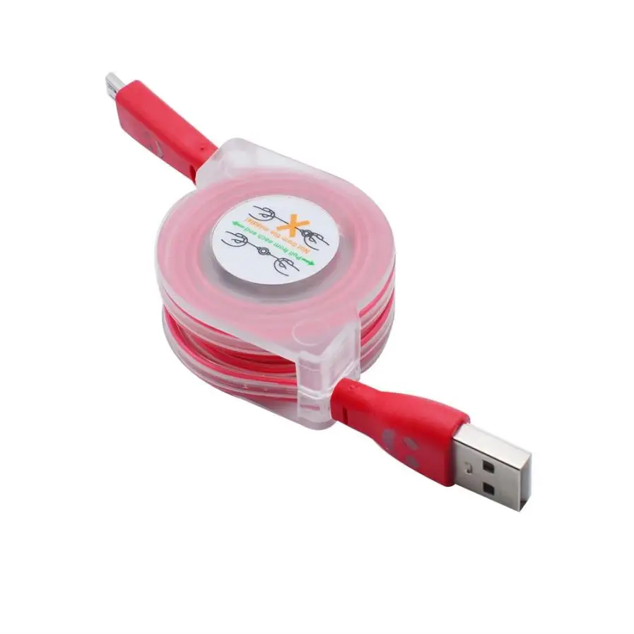 1 м Универсальный светодиодный Micro интерфейс USB к Выдвижной кабель зарядное