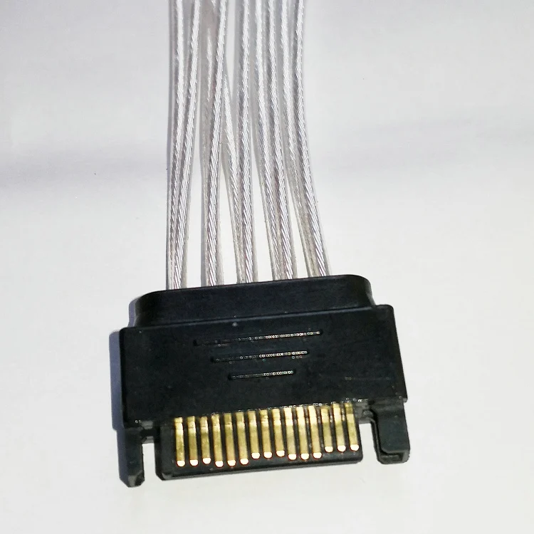 30 см 18AWG посеребренный медный провод 15Pin SATA штекер для 2 женских шнур питания HDD