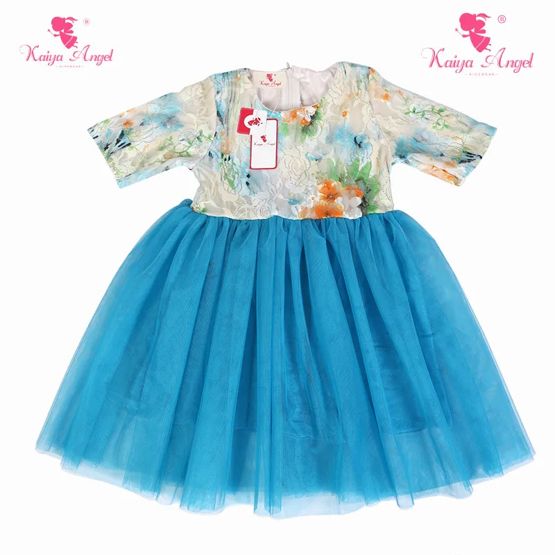 Kaiya Angel Fashion Baby Kids цветные кружевные голубые сетчатые платья для девочек дня