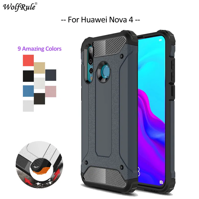 

For Cover Huawei Nova 4 Case TPU & PC Armor Bumper Pouch Protective Back Phone Case For Huawei Nova 4 Cover 6.4''