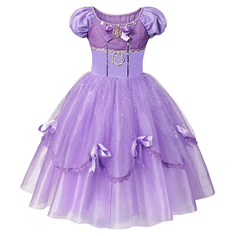 Sofia Dress Only MUABABY роскошное платье Софии для девочек; летнее платье принцессы; детское бальное платье; 4 слоя; Длина до пола; карнавальный костюм Рапунцель - Цвет: Sofia Dress Only