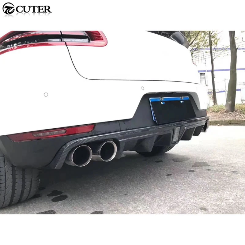 Углеродное волокно задний бампер диффузор с светодиодный свет для Porsche MACAN Boxter стайлинга автомобилей