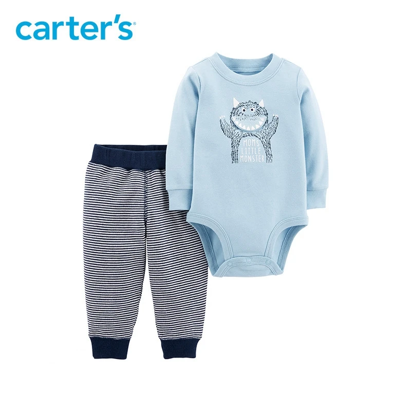 2 шт. хлопок одежда с длинным рукавом Монстр трикотажное нижнее белье полосатые