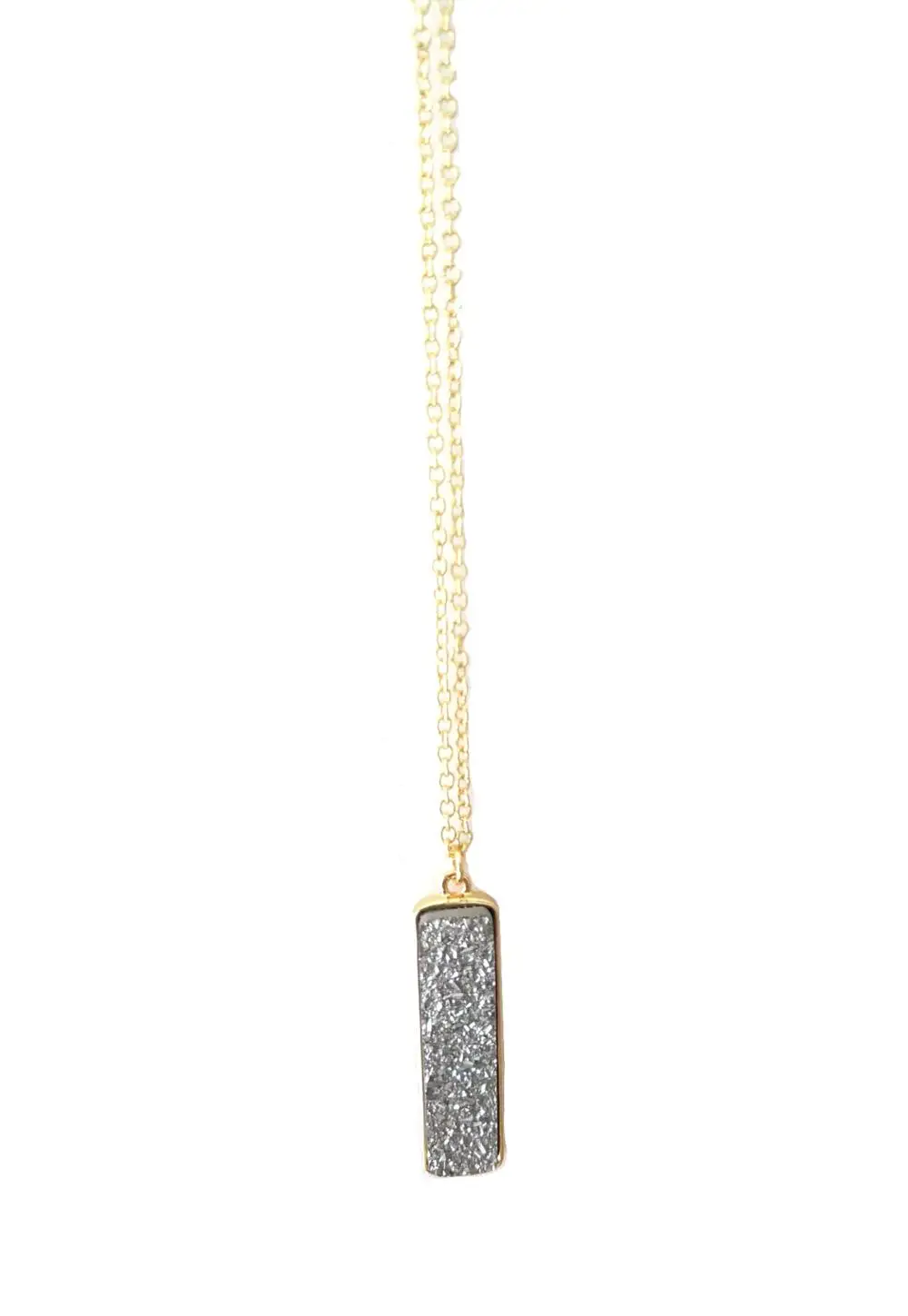 Light gray С вертикальными полосами прямоугольная Смола Druzy Подвески Ожерелья Подвески для Для женщин - Окраска металла: Light gray