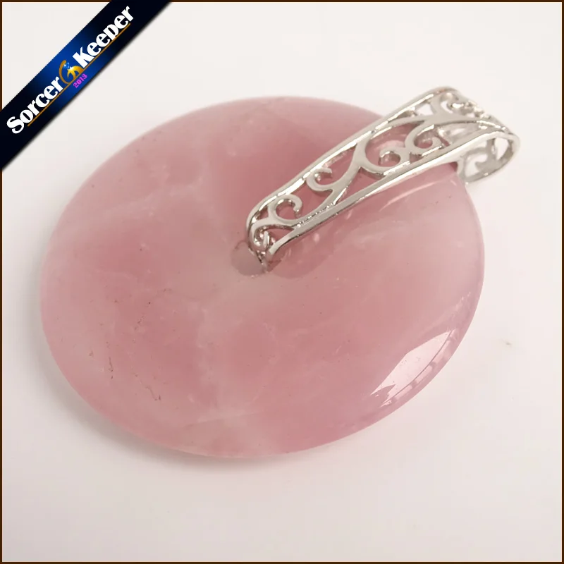 45~ 50 мм Мода Bijoux круглый пончик Роза Quartzs ювелирные изделия натуральный камень пинг Пряжка Colares кулон ожерелье для женщин мужчин подарок RQ001