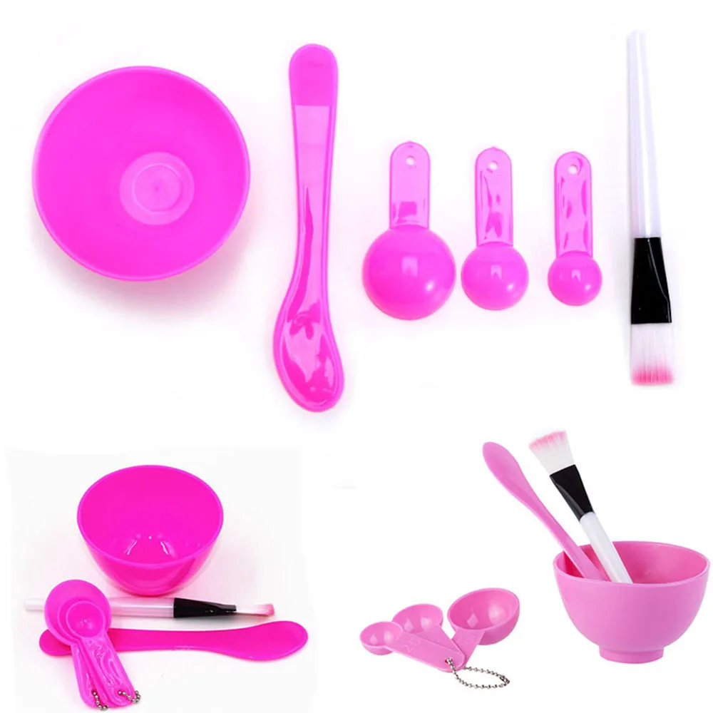 Hot Sale Plastic 4 In 1 Diy Facial Beauty Mask Bowl Women Ladies Cosmetic Tool Mixing Spong Brush With Stick Set |