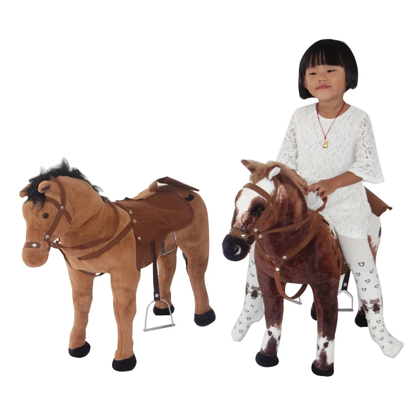 Dorimytrader 80cm Simulation Animal Riding Horse Plush Toy Big Stuffed Soft Animals Horse for Kids Great Gift 3 Colors DY60967