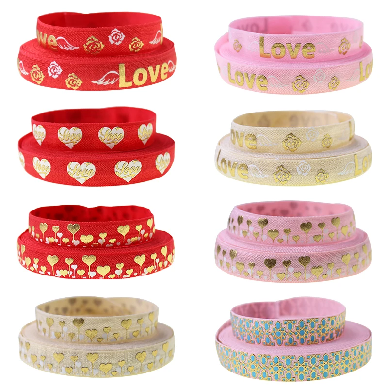Лента Складная эластичная с принтом в виде сердца 5/8 дюйма 10