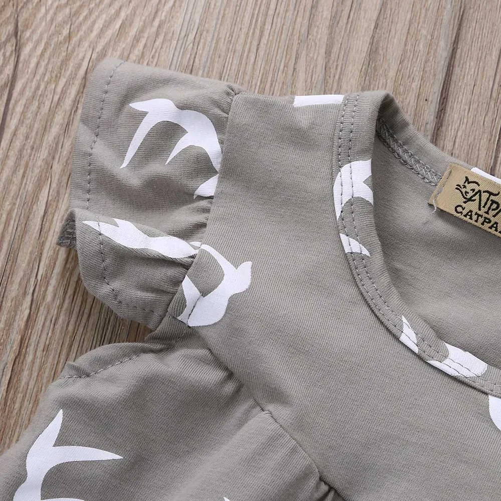 Cute Toddler Newborn Baby Girls Deers Print Princess Party Dress Tops Clothes Girl 2019 Vintage Infant | Детская одежда и обувь