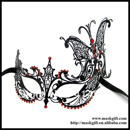 Бесплатная доставка черная блестящая Венецианская металлическая Маскарадная