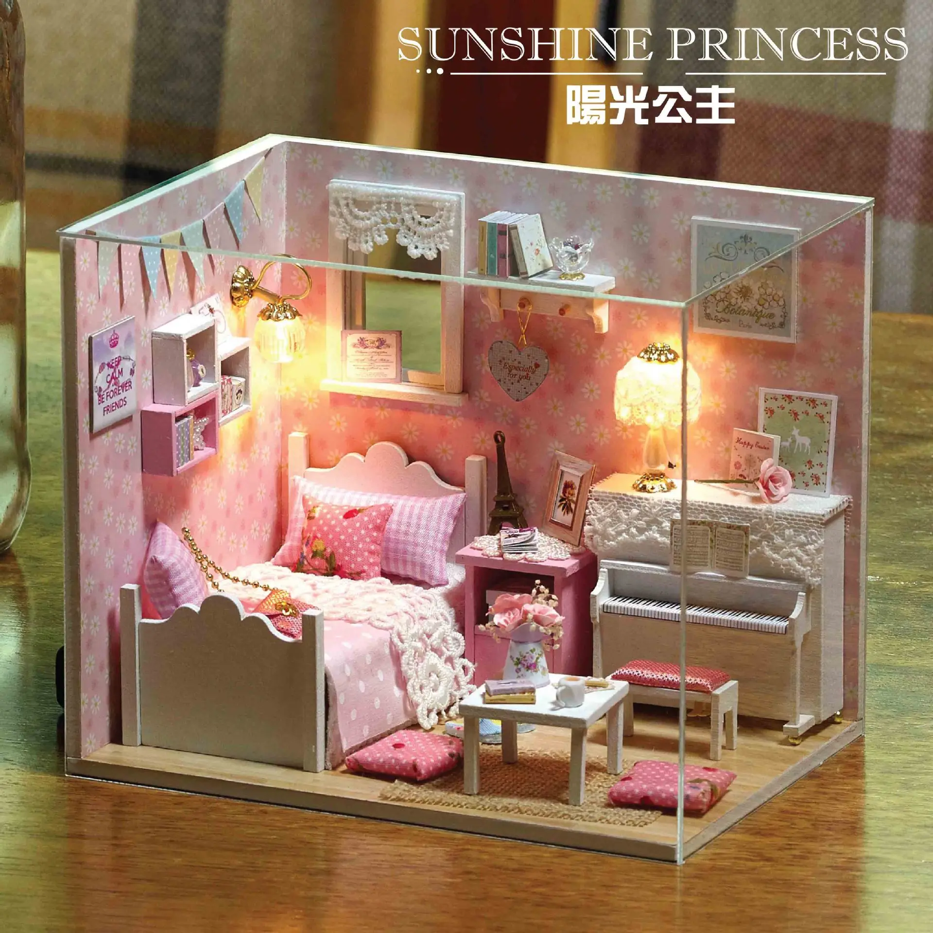 

CUTE ROOM Doll House Furniture Diy Miniature Dust Cover 3D Wooden Miniaturas Dollhouse Toys For Christmas