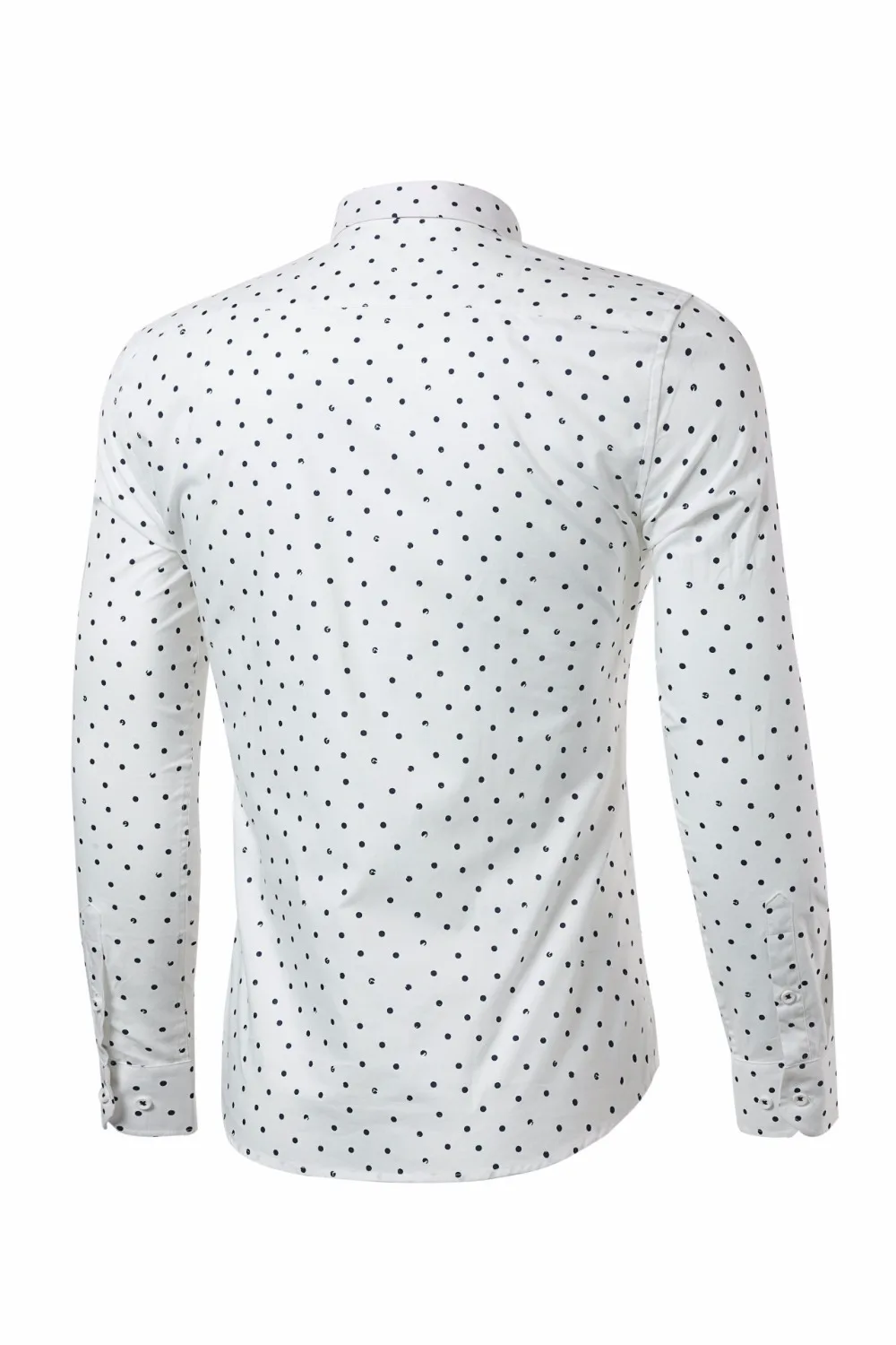 Человек Рубашка с длинным рукавом в горошек белая рубашка Slim Fit 2017 Новый дизайн