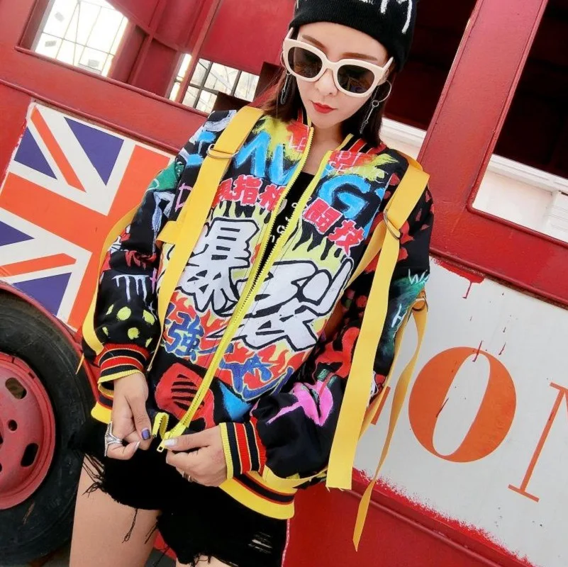 2018 spring and autumn women's wear new Thailand fashion brand personalized printed ribbon long sleeved jacket coat | Женская одежда