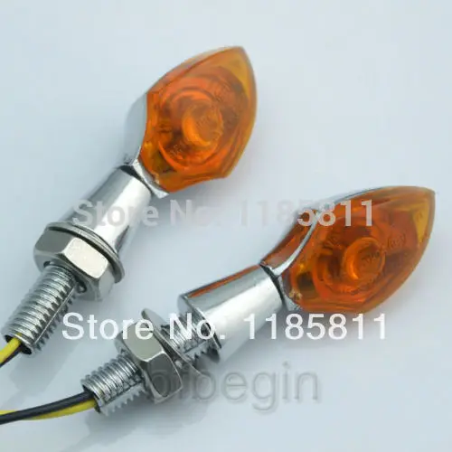 

Pair Chrome Metal Mini Amber Turn Signal Light Indicators For Suzuki Kawasaki Honda ATV Cruiser Chopper Yamaha Motorcycle