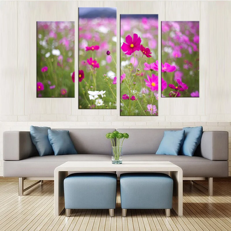 4 панели романтический цветок океан роспись художественная галерея Декоративная