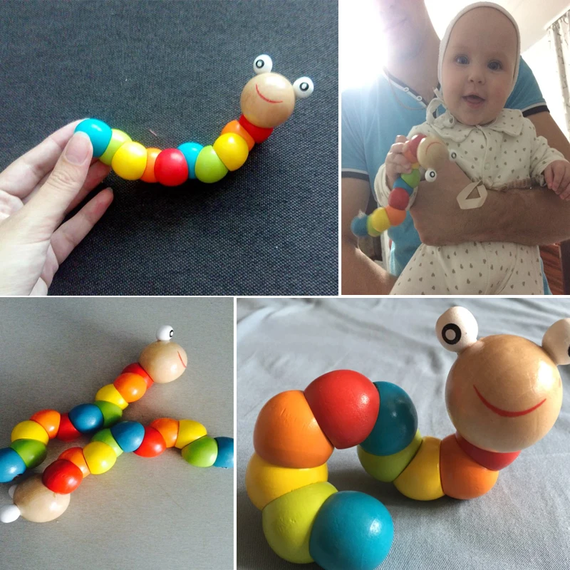 Милые Насекомые Деревянные игрушки развивающие блоки Дети brinquedo madeira обучающая