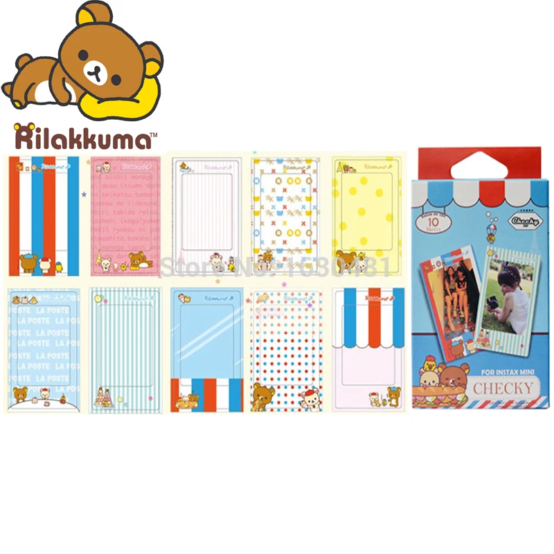 10 листов чеки мультфильм фильм наклейки Rilakkuma украшения наклейки для FujiFilm Instax Mini 9 Mini 8 7s 25 7 50s камера фото