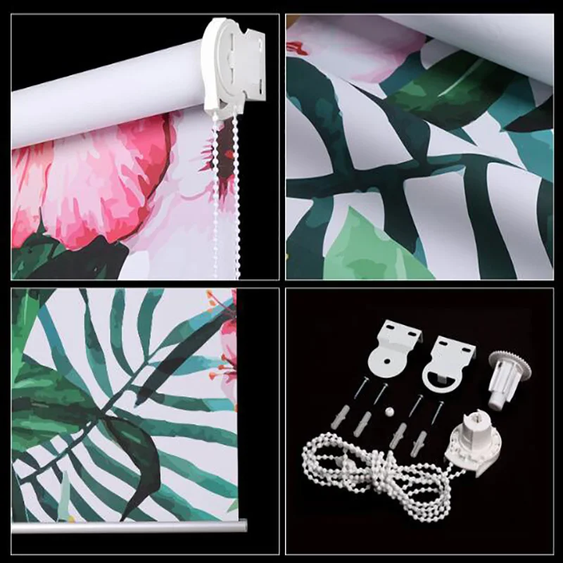 MOMO Roller Shades Blinds Blackout Water-Proof Window Curtains Thermal Insulated Fabric Custom Size Flower 6 | Дом и сад