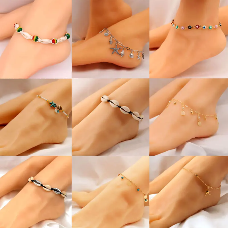 3 шт./лот лето бохо золотые пляжные ножные браслеты аксессуары для браслетов