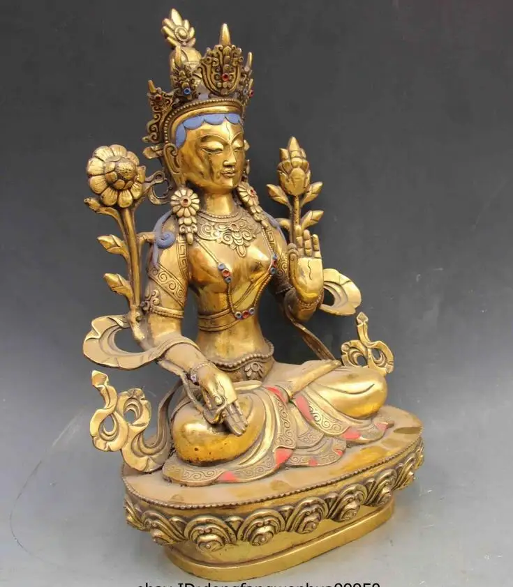 Chinese Buddhism copper bronze Bodhisattva Kwan-Yin White Tara Guan yin statue | Дом и сад