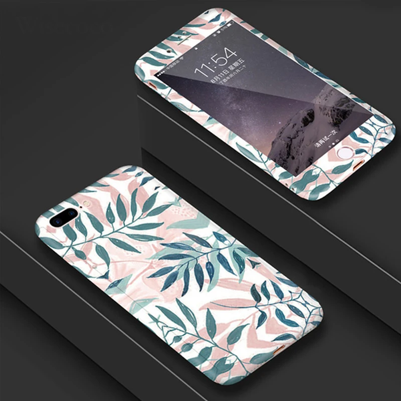 360 градусов полный корпус леопардовый чехол для телефона для iPhone X XR XS MAX 6S 7 8 7Plus 5 5S SE жесткие чехлы Защитная крышка закаленное стекло