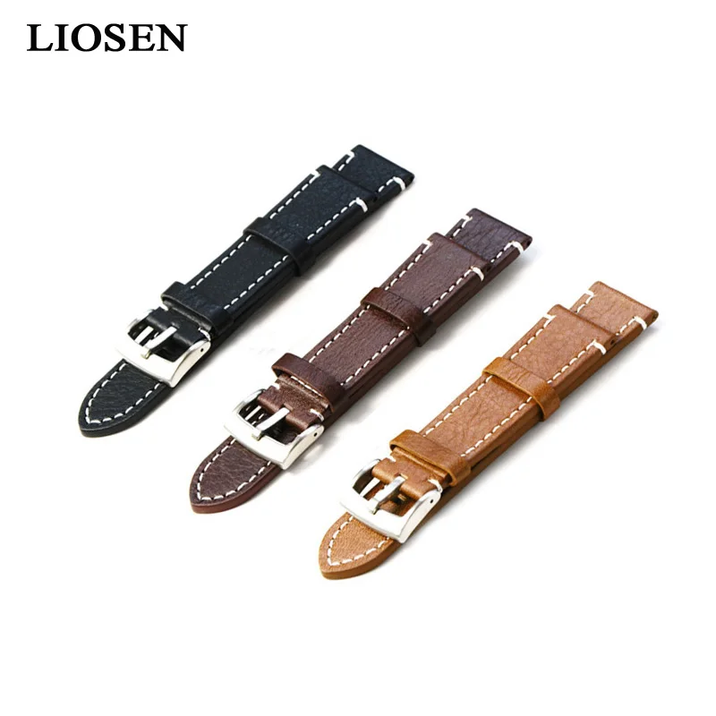 LIOSEN Пряжка из нержавеющей стали ремешок для часов натуральной кожи Винтажный
