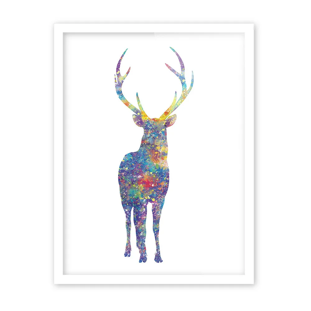 Nordic Modern Original Watercolor Black White Animals Deer Canvas Art Print Poster Wall Picture Home Decor Painting No Frame | Дом и сад