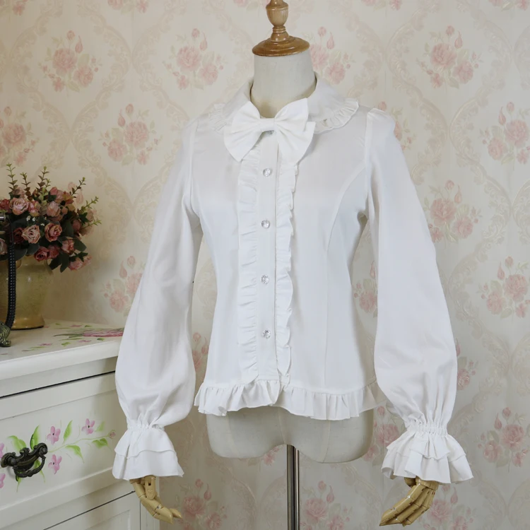 

Sweet Women's Chiffon Blouse Lolita Peter Pan Collar Long Sleeve Shirt
