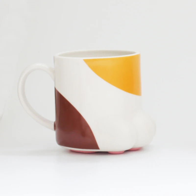 

Coffee Mug Ceramic Cat Paw Ceramic Drinking Cup with Lid Milk Mugs Breakfast Oatmeal Cup Cartoon C Cup Gift Caneca